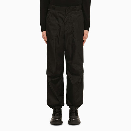 Prada Black Re-Nylon Trousers With Logo Triangle Men