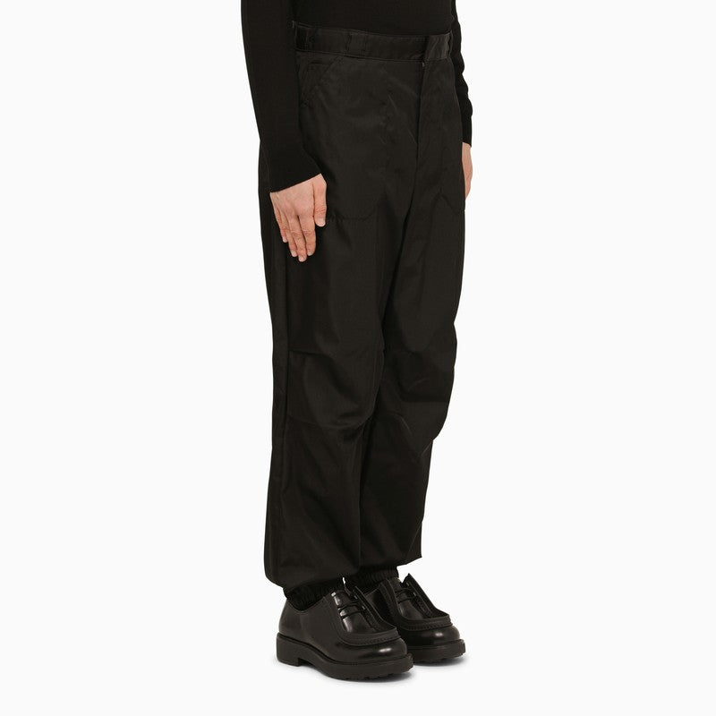 Prada Black Re-Nylon Trousers With Logo Triangle Men