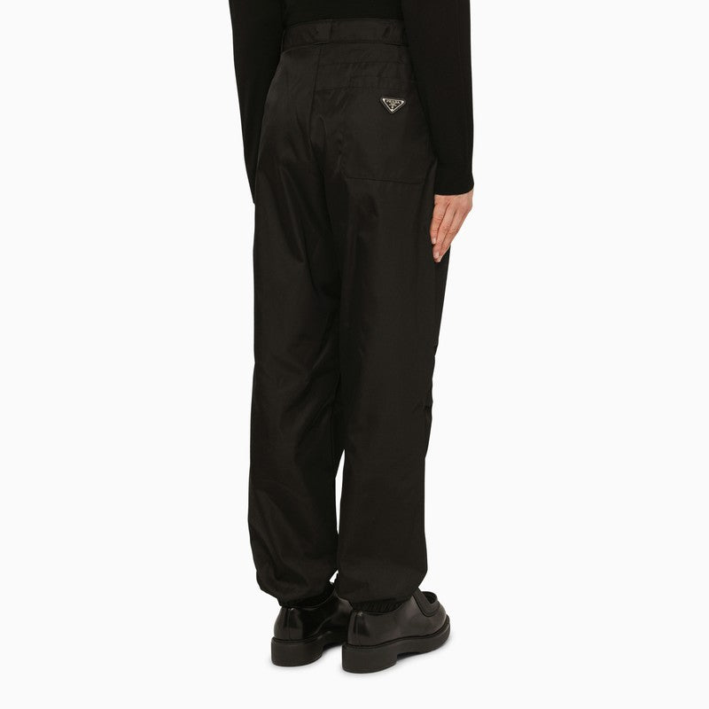 Prada Black Re-Nylon Trousers With Logo Triangle Men