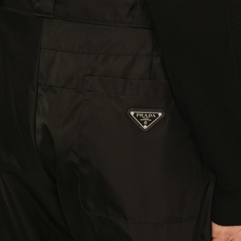 Prada Black Re-Nylon Trousers With Logo Triangle Men