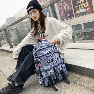 Gothslove Black School Backpacks Student Shoulders Large Capacity Waterproof Cool Backpack College Teen Bookbags