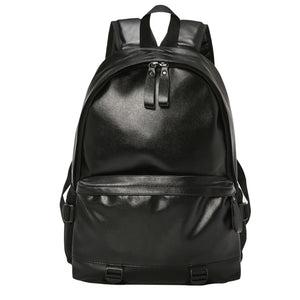 Gothslove PU Leather Black Backpack Large Capacity Bookbags Mens Backpack Student School Bag Male Backpacks Travel Bag