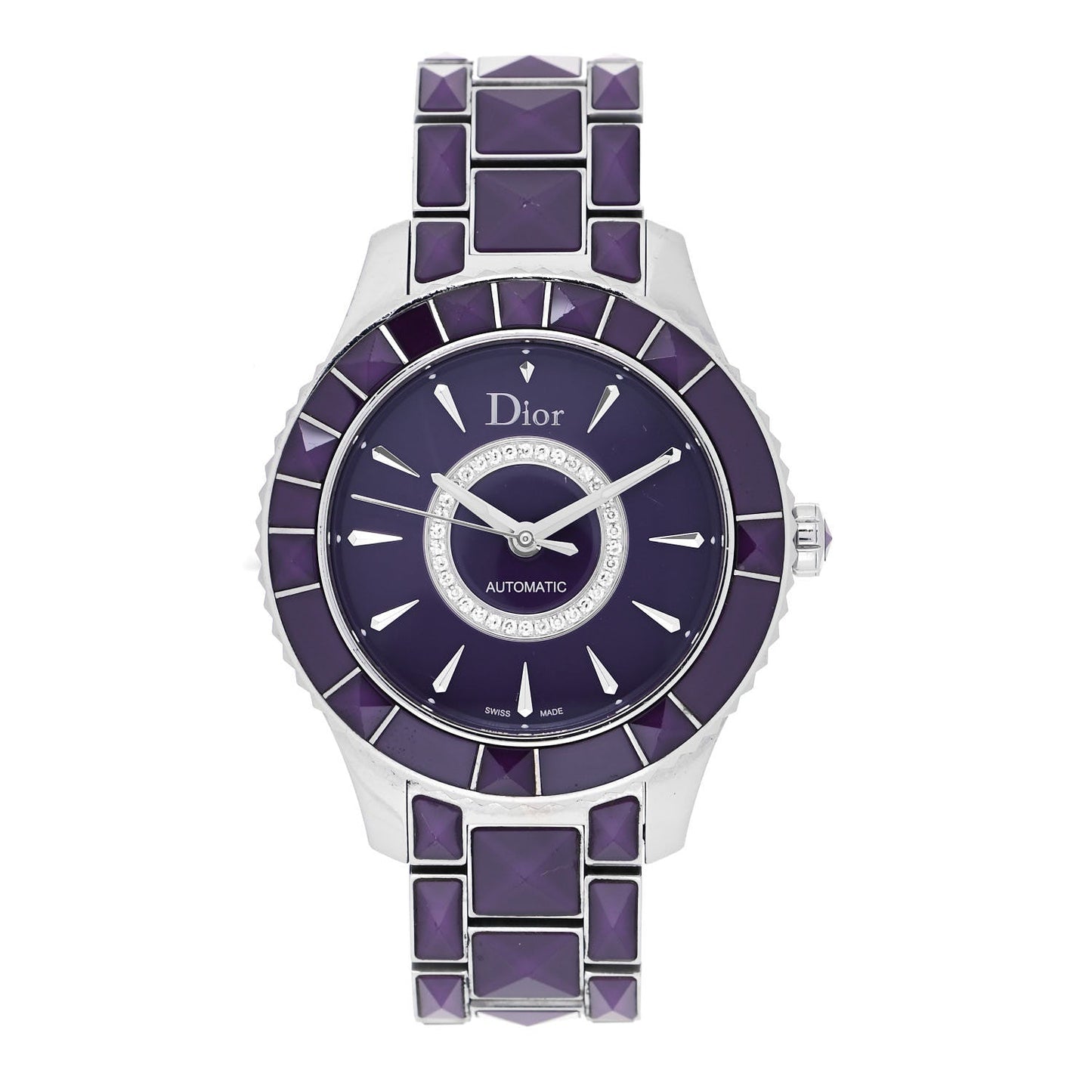 CHRISTIAN DIOR STAINLESS STEEL DIAMOND SAPPHIRE WATCH