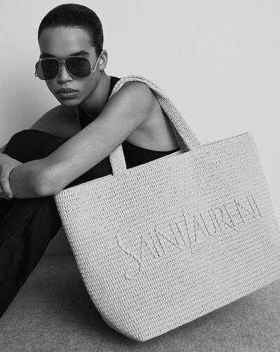 Saint Laurent Women Saint Laurent Raffia Blend Tote Bag