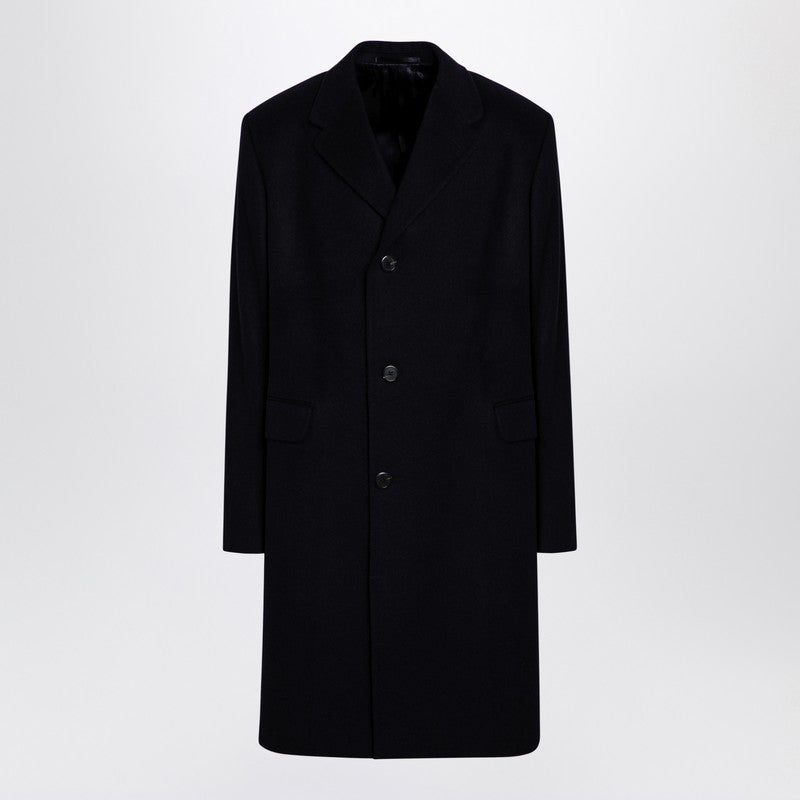 Prada Blue Single-Breasted Wool Coat Men