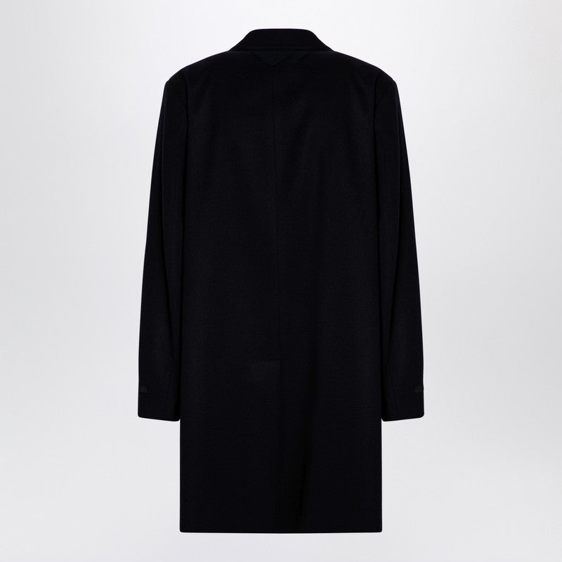 Prada Blue Single-Breasted Wool Coat Men