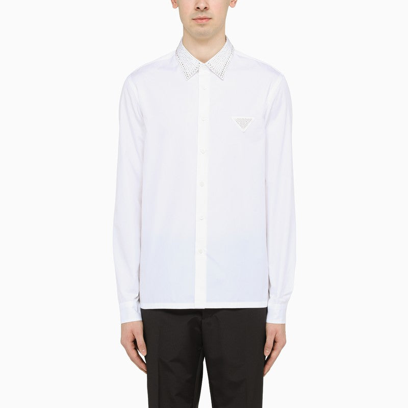 Prada White Prada Holyday Shirt With Crystals Men