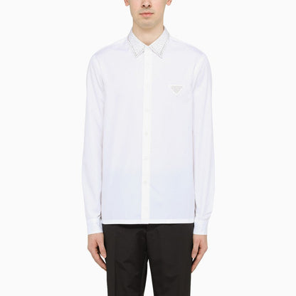 Prada White Prada Holyday Shirt With Crystals Men