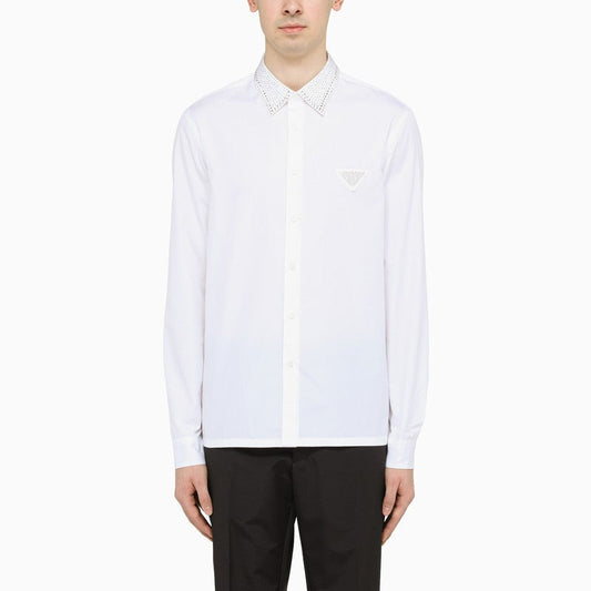 Prada White Prada Holyday Shirt With Crystals Men