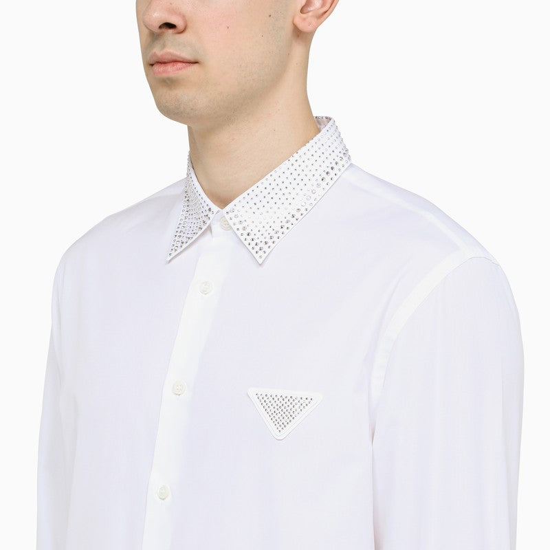 Prada White Prada Holyday Shirt With Crystals Men