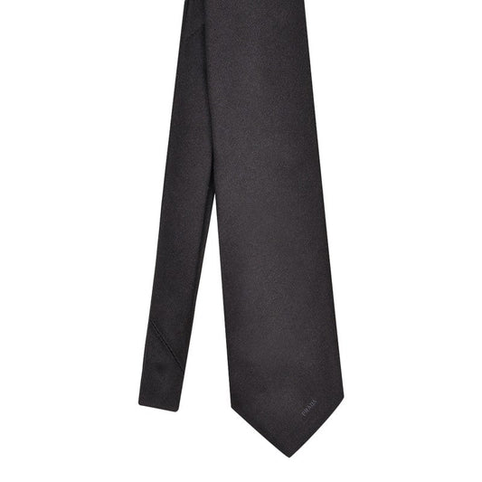 Prada Black Silk Tie With Logo Men