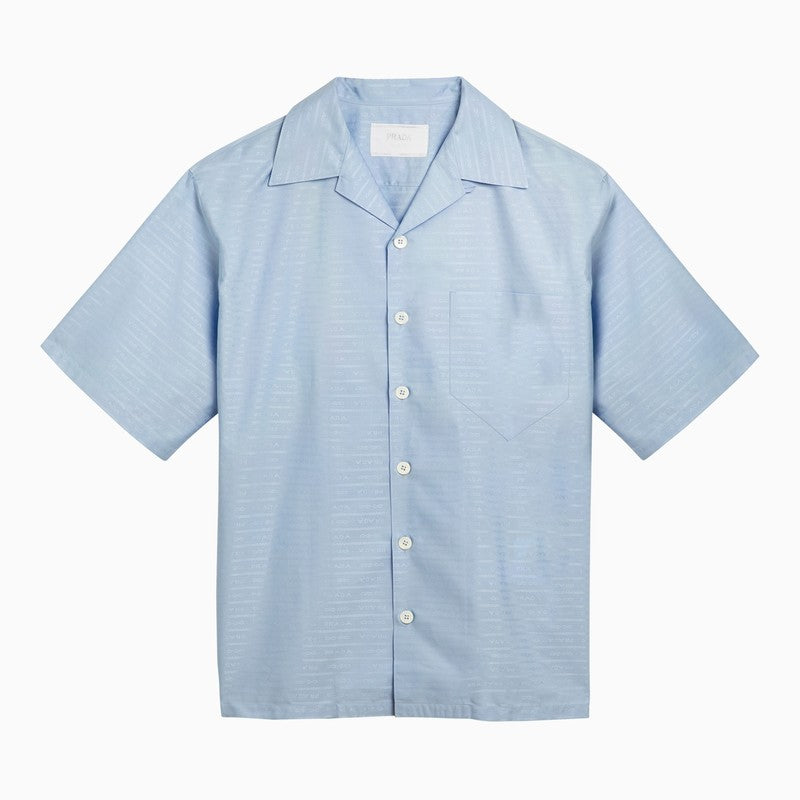 Prada Sky-Blue Cotton Short-Sleeved Shirt Men