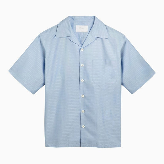 Prada Sky-Blue Cotton Short-Sleeved Shirt Men