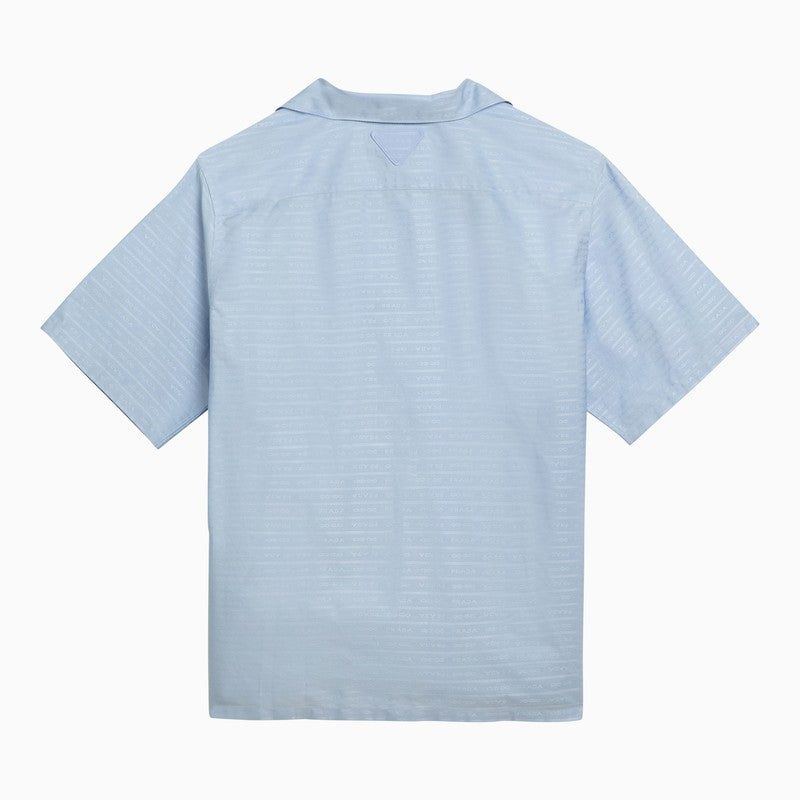 Prada Sky-Blue Cotton Short-Sleeved Shirt Men