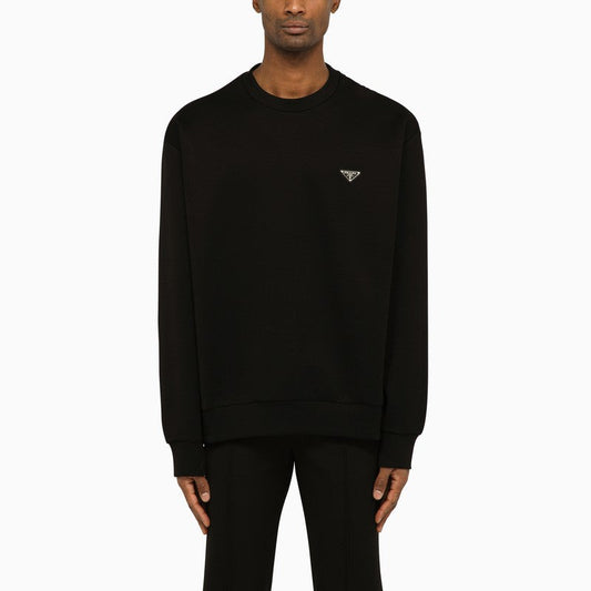 Prada Black Crew-Neck Sweatshirt With Triangle Logo Men