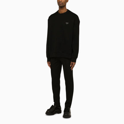 Prada Black Crew-Neck Sweatshirt With Triangle Logo Men