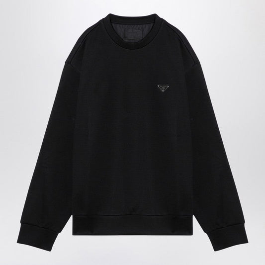 Prada Black Crew-Neck Sweatshirt With Triangle Logo Men