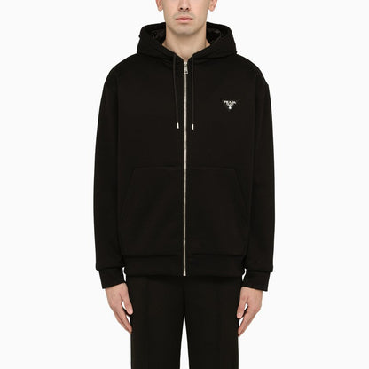 Prada Black Cotton Sweatshirt With Logo Men