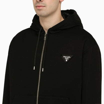 Prada Black Cotton Sweatshirt With Logo Men