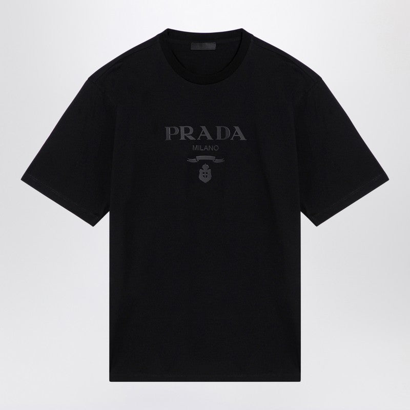 Prada Black Cotton T-Shirt With Logo Men