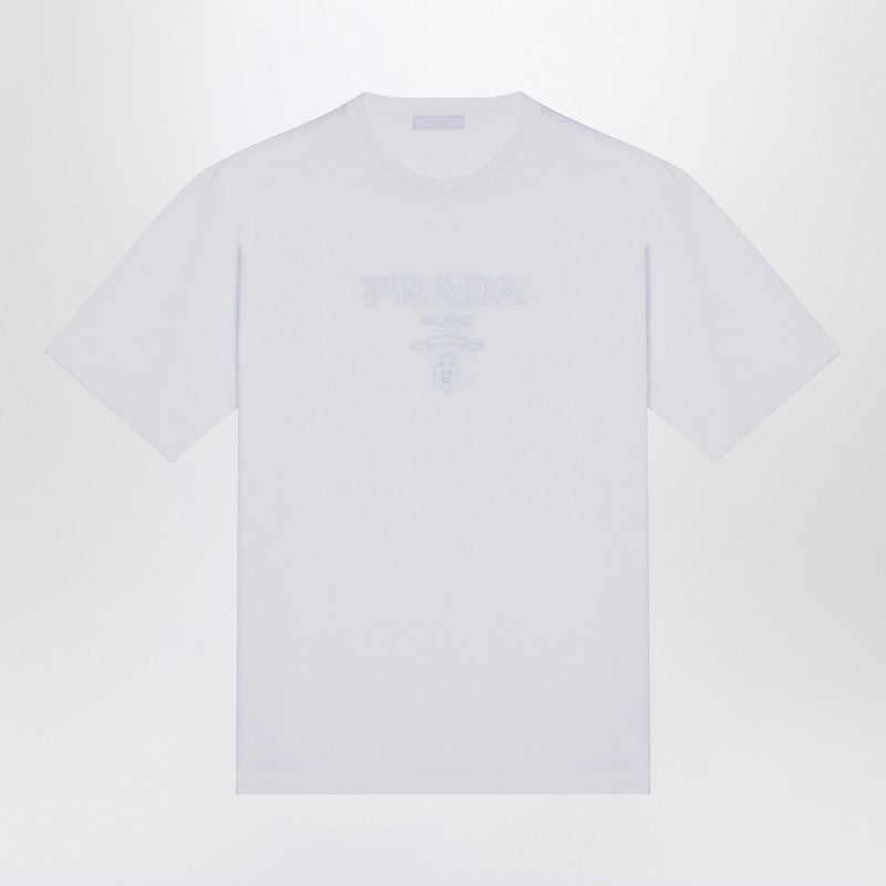 Prada White Cotton T-Shirt With Logo Men