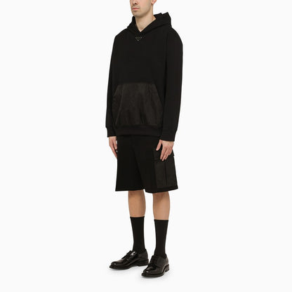 Prada Black Cotton Bermuda Shorts With Logo Men