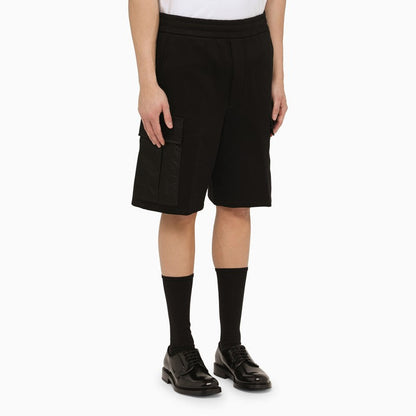 Prada Black Cotton Bermuda Shorts With Logo Men