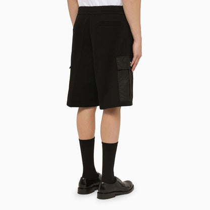 Prada Black Cotton Bermuda Shorts With Logo Men