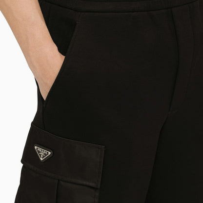 Prada Black Cotton Bermuda Shorts With Logo Men