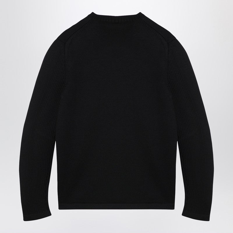 Prada Black Wool Sweater With Logo Pocket Men