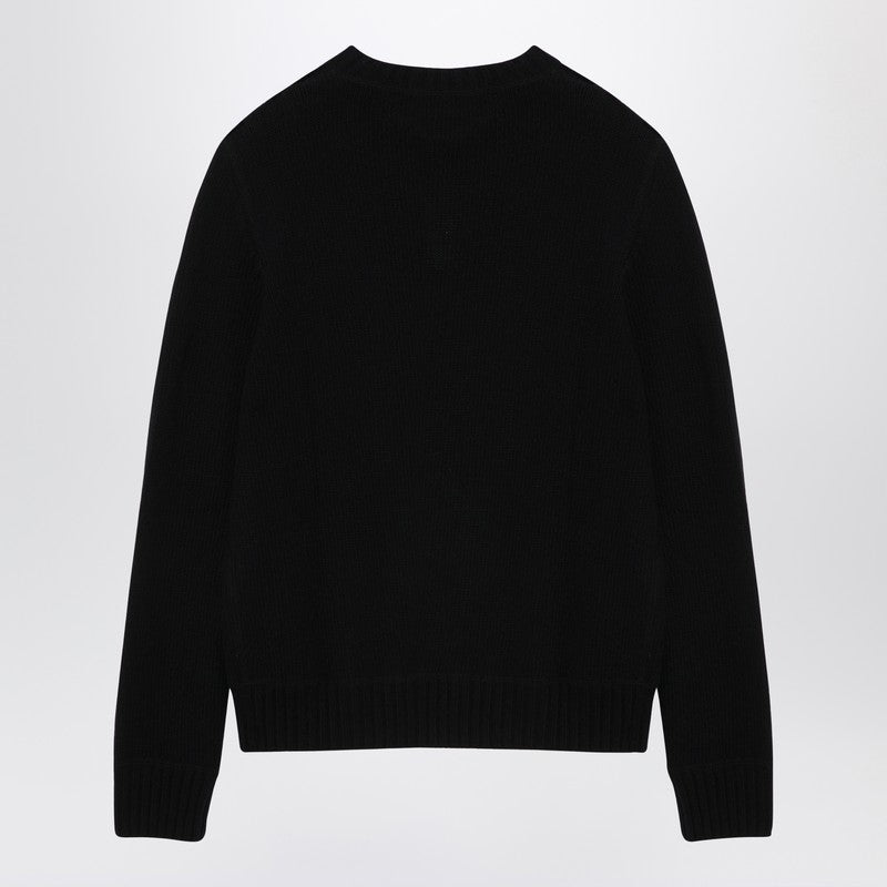 Prada Black Wool And Cashmere Sweater With Logo Inlay Men