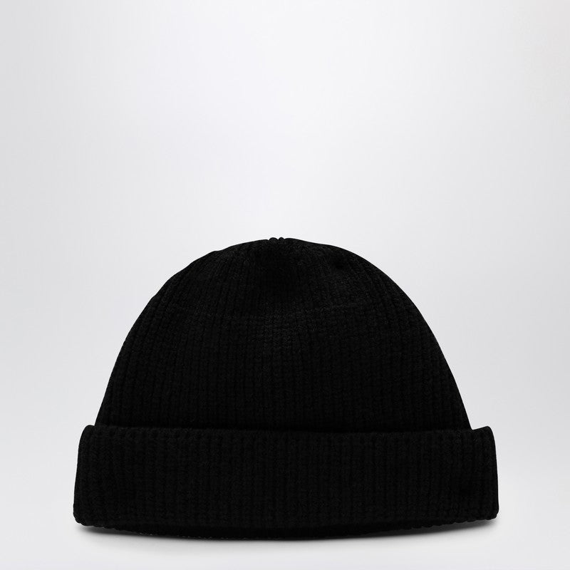 Prada Black Wool And Cashmere Cap With Logo Men