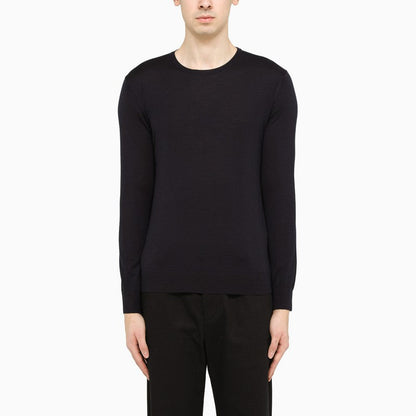 Prada Blue Wool Crew-Neck Sweater Men