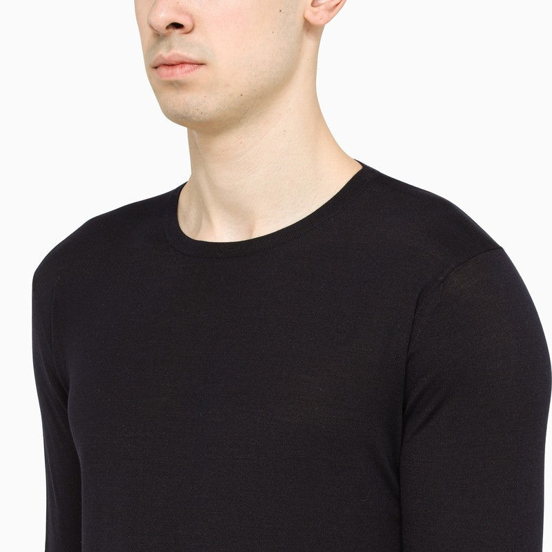 Prada Blue Wool Crew-Neck Sweater Men