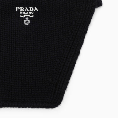 Prada Blue Cashmere Neck Warmer With Logo Men