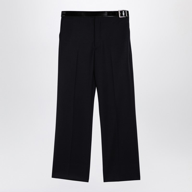 Prada Blue Wool Trousers With Belt Men