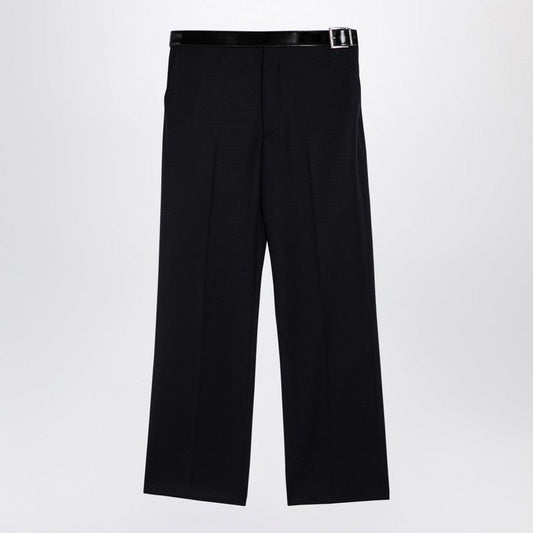 Prada Blue Wool Trousers With Belt Men