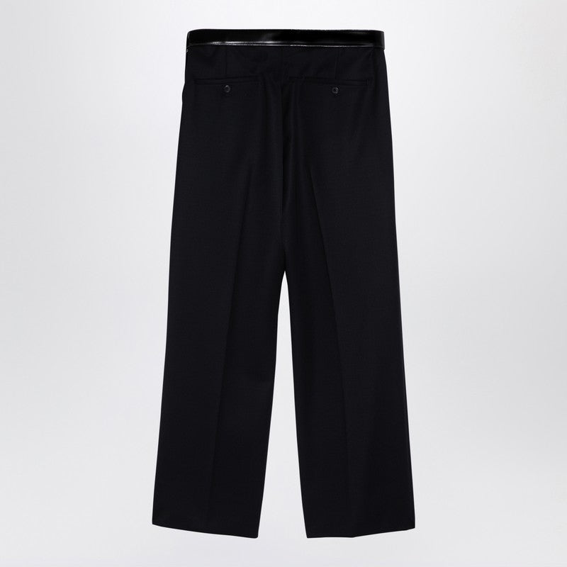 Prada Blue Wool Trousers With Belt Men