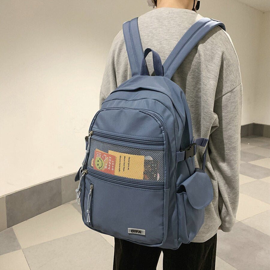 Gothslove Students School Black Backpack Boys Girls Aesthetic Backpacks Schoolbag Large Capacity Nylon Waterproof Backpack