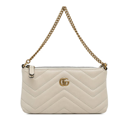 Gucci GG Marmont Chain Baguette Mini White