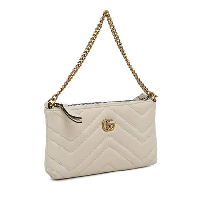 Gucci GG Marmont Chain Baguette Mini White