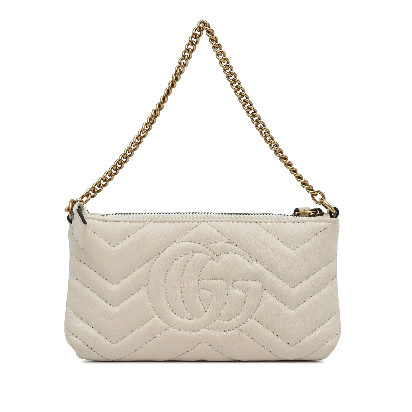 Gucci GG Marmont Chain Baguette Mini White