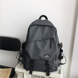Gothslove Waterproof College Aesthetic Black Backpack Men Oxford Backpacks Multiple Pocket School Bag for High Schooler