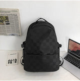 Gothslove Aesthetic Black Collegiate Backpacks Nylon Plaid School Bag for Teenage Girls Boys Waterproof Student Bookbag