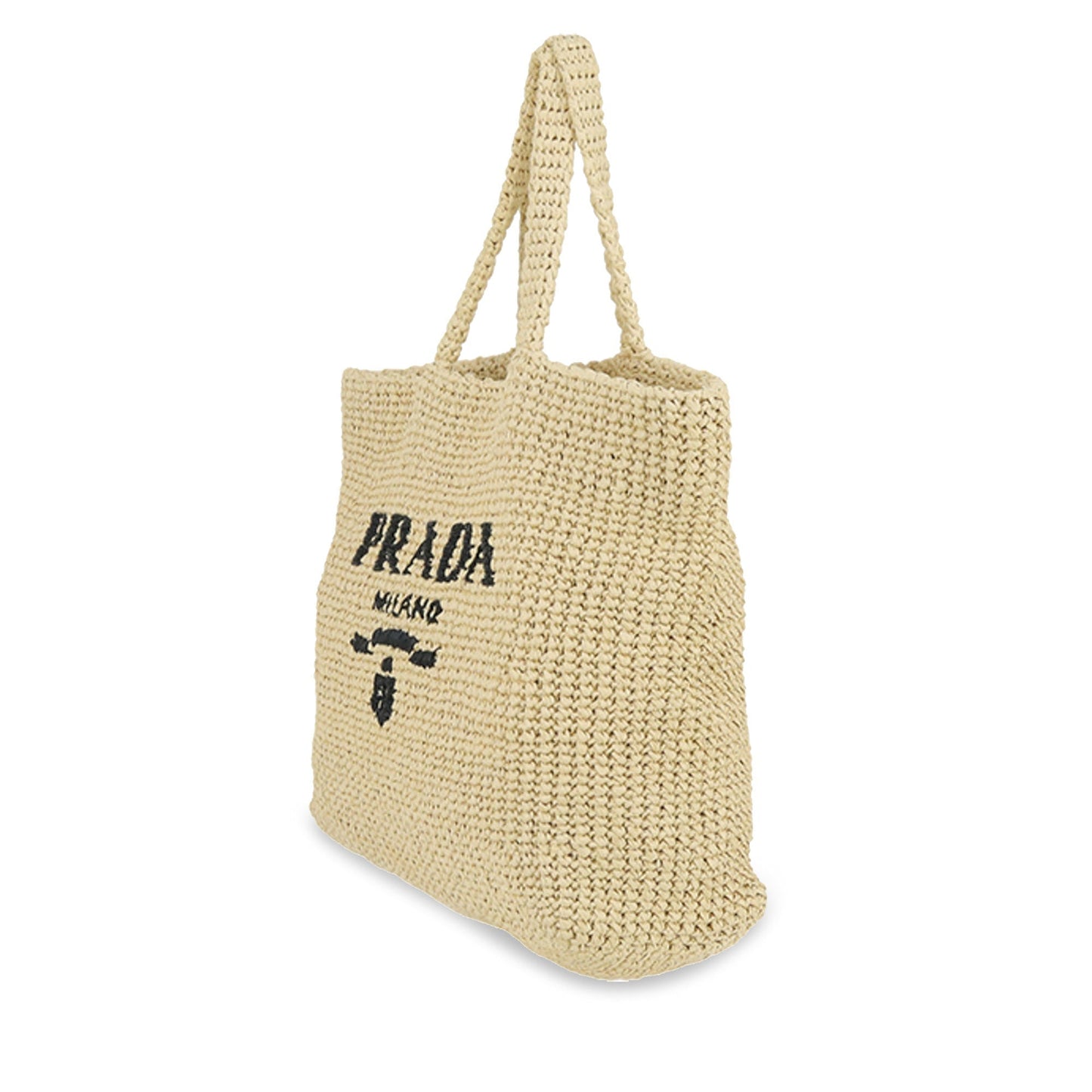 Prada logo Tote Bag Brown Raffia