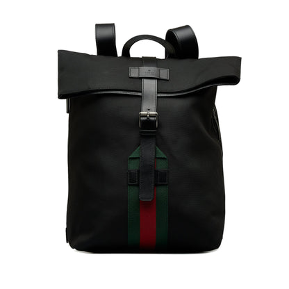 Gucci Web Fold Over Techno Backpack Black