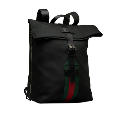 Gucci Web Fold Over Techno Backpack Black