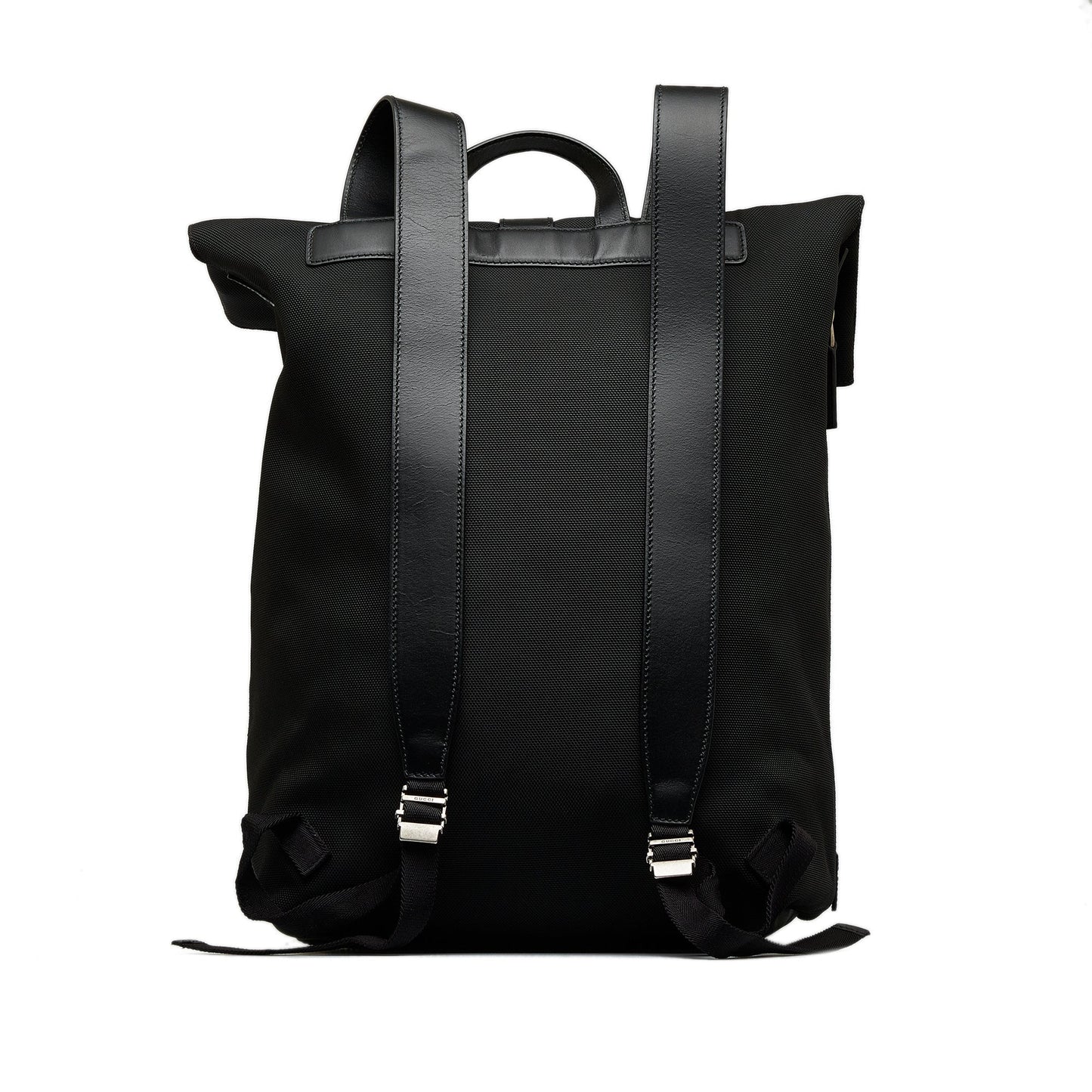 Gucci Web Fold Over Techno Backpack Black