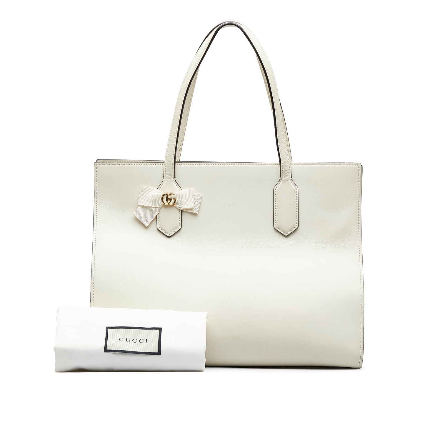 White Gucci GG Ribbon Tote Bag