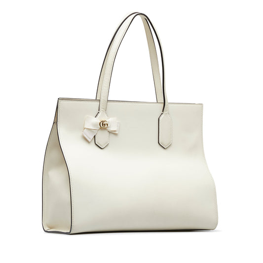 White Gucci GG Ribbon Tote Bag